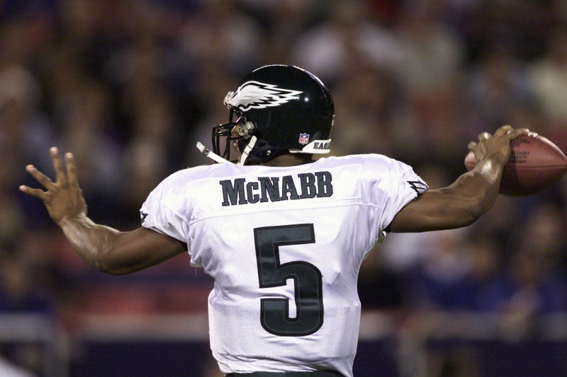 Donovan McNabb of the Philadelphia Eagles passes the ball during the game against the New York Giants at Giants Stadium at the Meadowlands in East Rutherford, New Jersey. The Eagles won 10-9.