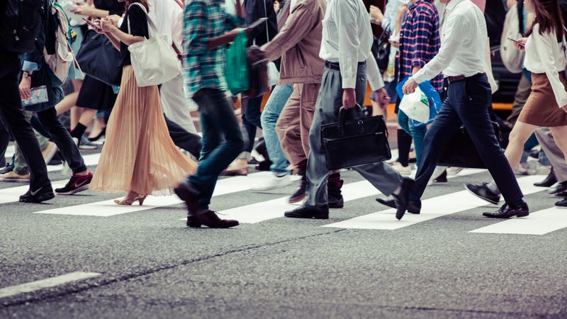 people commuting to work