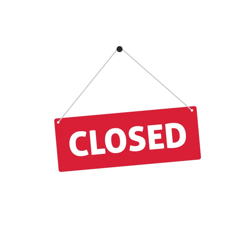 Closed sign vector illustration, flat style signboard hanging