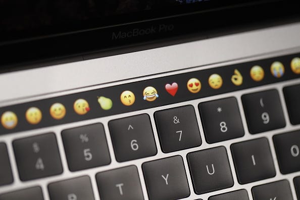 Emojis on a keyboard. 