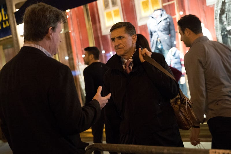 Retired Lt. Gen. Michael Flynn (C) leaves Trump Tower, November 14, 2016 in New York City. Trump is in the process of choosing his presidential cabinet as he transitions from a candidate to the president-elect.