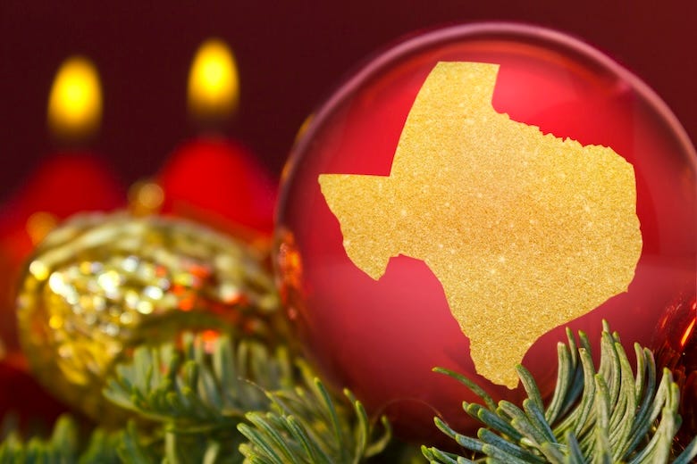 Texas Christmas ornament on a tree