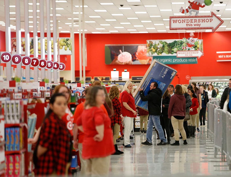 Shoppers check out with "Black Friday" deals at a Target on November 24, 2016 in Orem, Utah. 