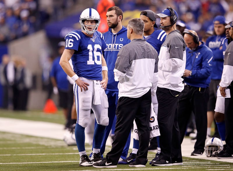 Scott Tolzien talking on sidelines with Colts