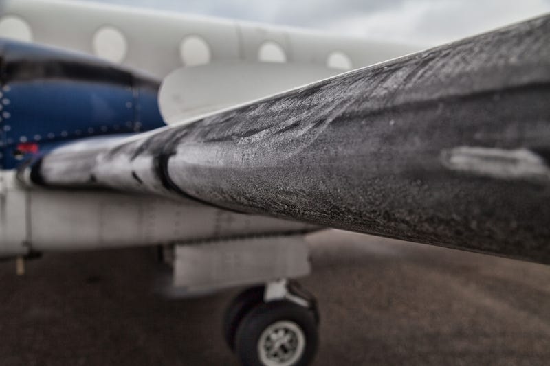 Airplane wing stock photo.
