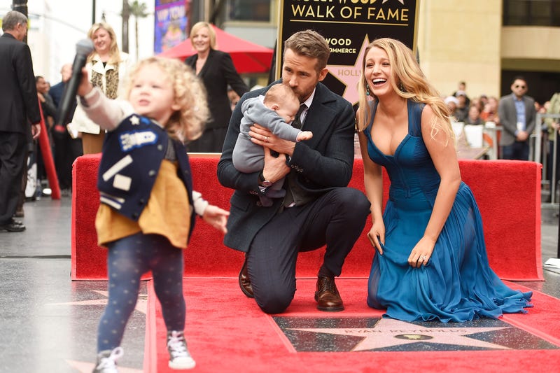 ryan reynolds and blake lively with their daughters as Ryan Reynolds is honored with star on the Hollywood Walk of Fame on December 15, 2016