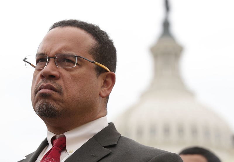 U.S. Rep. Keith Ellison (D-MN) listens during a news conference in front of the Capitol February 1, 2017 on Capitol Hill in Washington, DC.