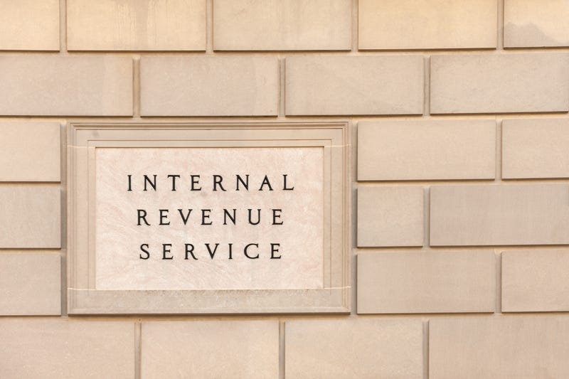 Internal Revenue Service building close up. 