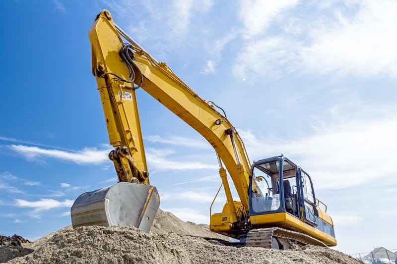Stock photo of excavator at work site
