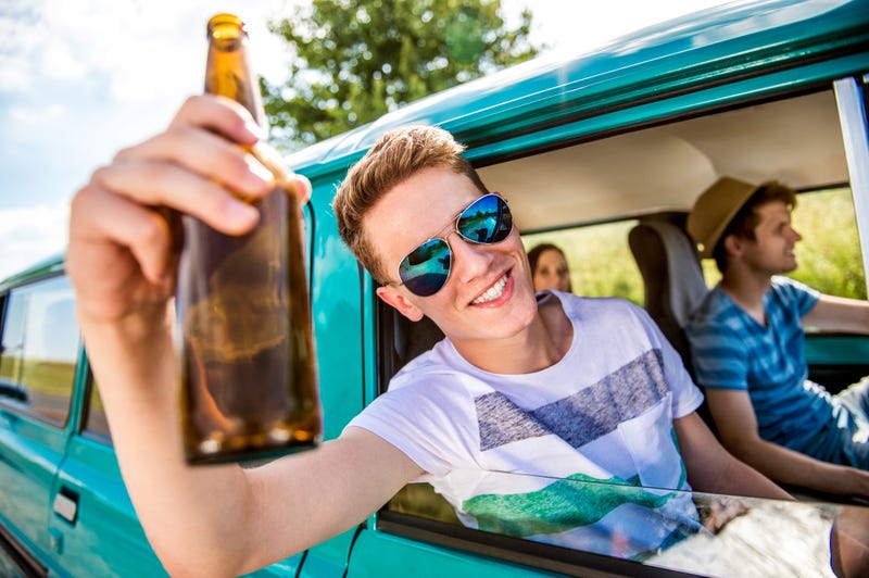 drinking while riding in car