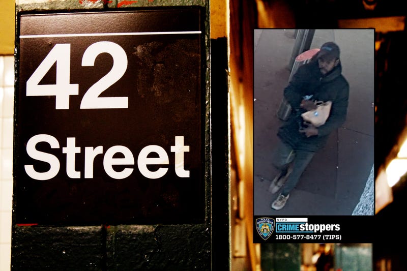 Police are searching for a suspect after a man was pushed down a staircase and robbed at the Times Square subway station on 42nd Street early Wednesday