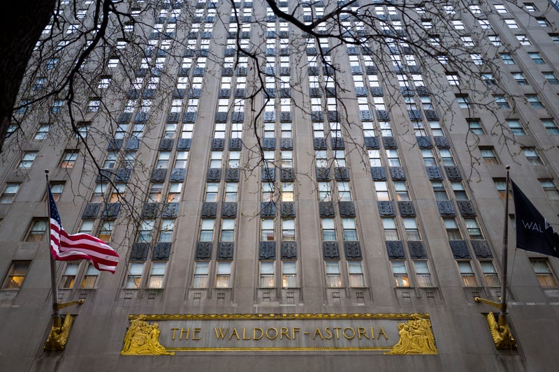 A construction worker plunged to his death at the Waldorf Astoria Hotel in Midtown on Thursday