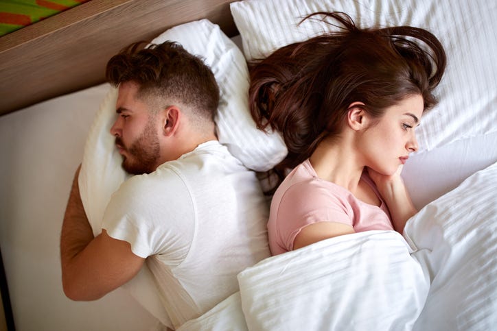 Angry Couple In Bed