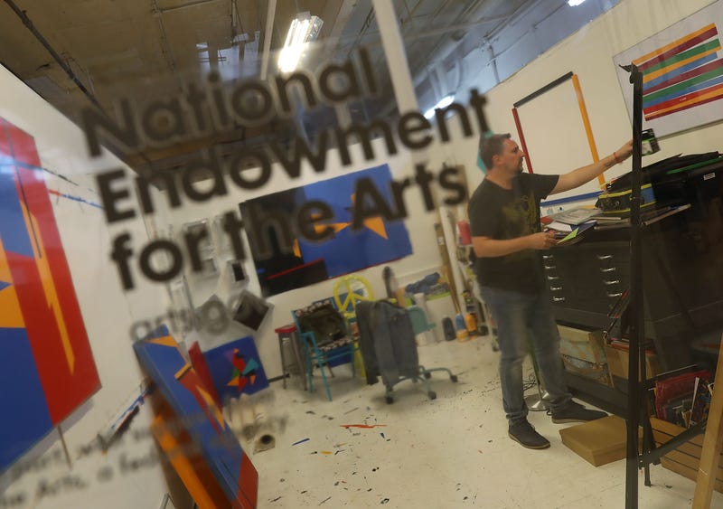 Claudio Roncoli a recipient of an award from the National Endowment for the Arts works in his studio space at the Bakehouse Art Complex on March 16, 2017 in Miami, Florida.