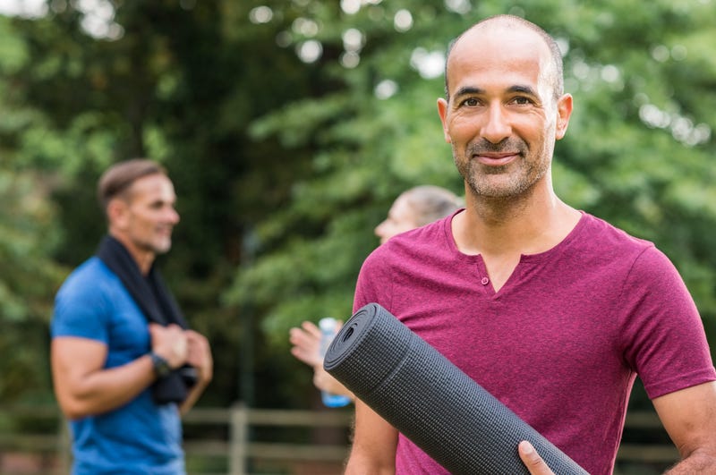 parent takes a new yoga class