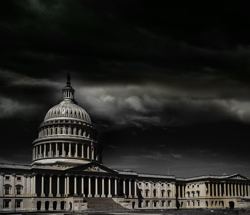 US Capitol under stormy skies