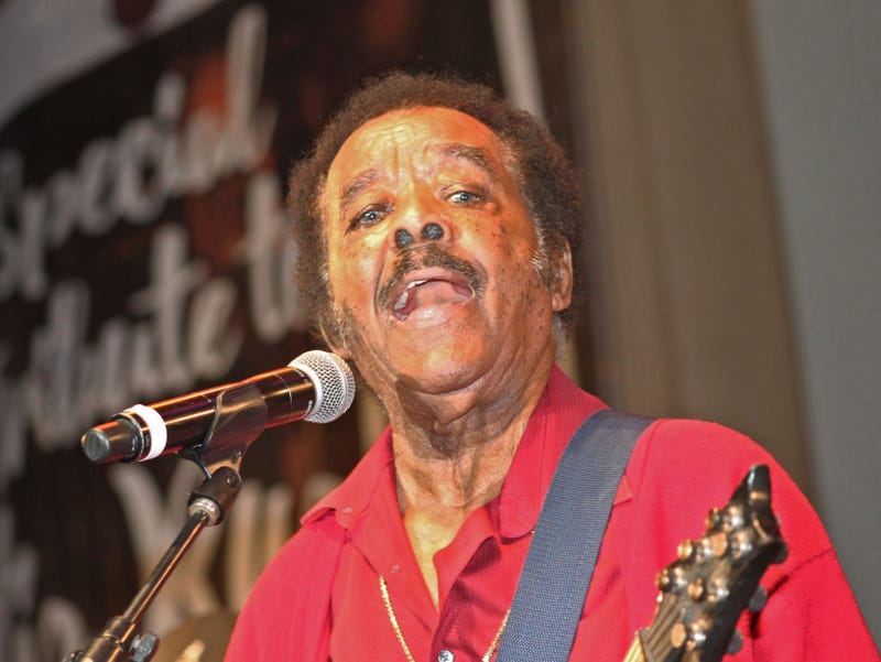 Blues / r&b singer and guitarist Jimmy Johnson performs at the Chicago Blues Festival. 