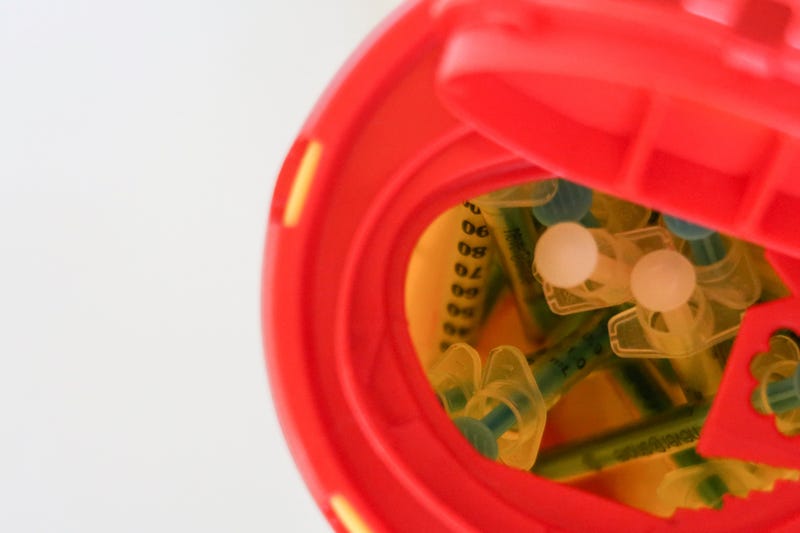 Used syringes are disposed of at a supervised injection site.