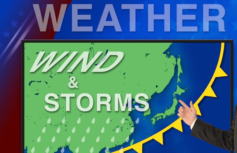 Meteorologist reporting storms