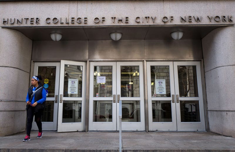 : A student exits a building on the campus of Hunter College of The City University of New York, April 10, 2017 in New York City.