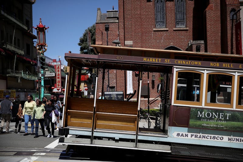 A Cable Car sits idle during a citywide power outage on April 21, 2017 in San Francisco, California.