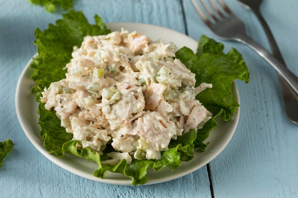 Homemade chicken salad in a bowl