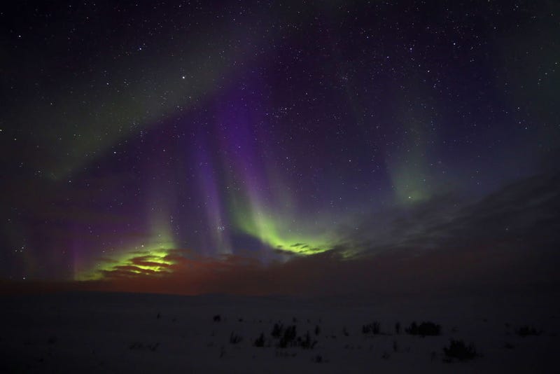 A general view of the Aurora Borealis or Northern Lights on the Stokkedalsvelen E6
