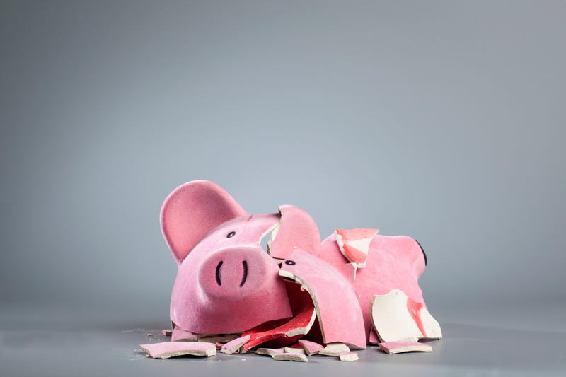 A broken piggy bank.