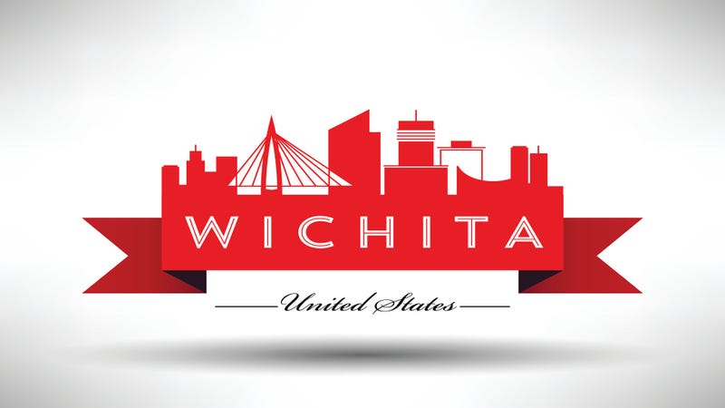 Vector graphic design of Wichita city skyline - stock illustration