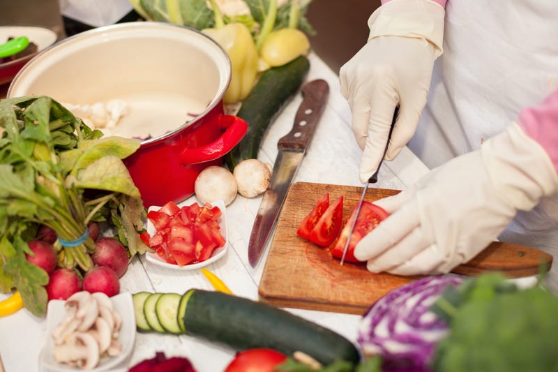 Chef cutting vegetables