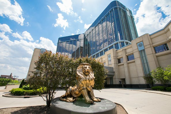 View of the MGM Grand hotel on May 18, 2017 in Detroit, Michigan.