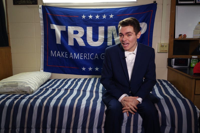 Conservative student and supporter of US President Donald Trump, Nick Fuentes, answers question during an interview with Agence France-Presse in Boston, Massachusetts, on May 9, 2016.