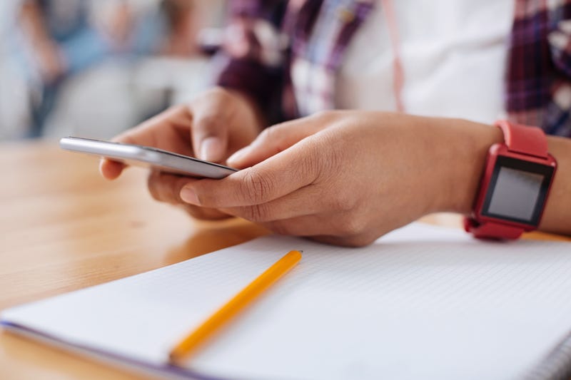 Student using cell phone