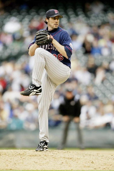Joe Nathan #36 of the Minnesota Twins pitches against the Seattle Mariners on June 8, 2006 at Safeco Field in Seattle, Washington. The Twins defeated the Mariners 7-3.