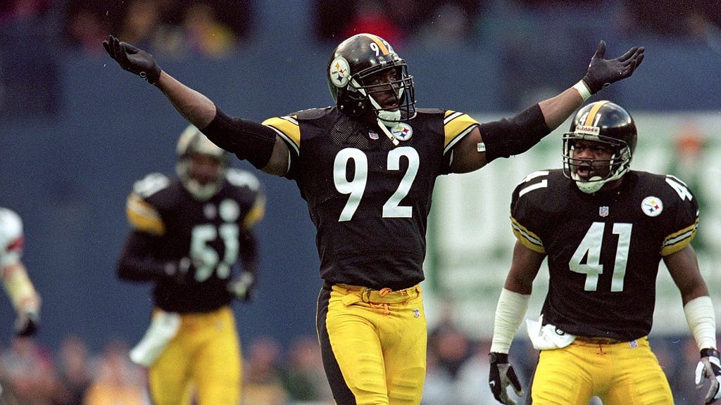 Sack machine, Steelers draft pick number 31. Jason Gildon