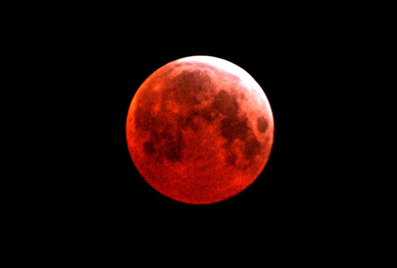 GAZA CITY, GAZA STRIP - MARCH 03: The earth's shadow passes over the moon for the first total lunar eclipse in three years March 3, 2007 over Gaza City, Gaza Strip. The next full lunar eclipse will occur on August 28, 2007. (Photo by Abid Katib/Getty Images)
