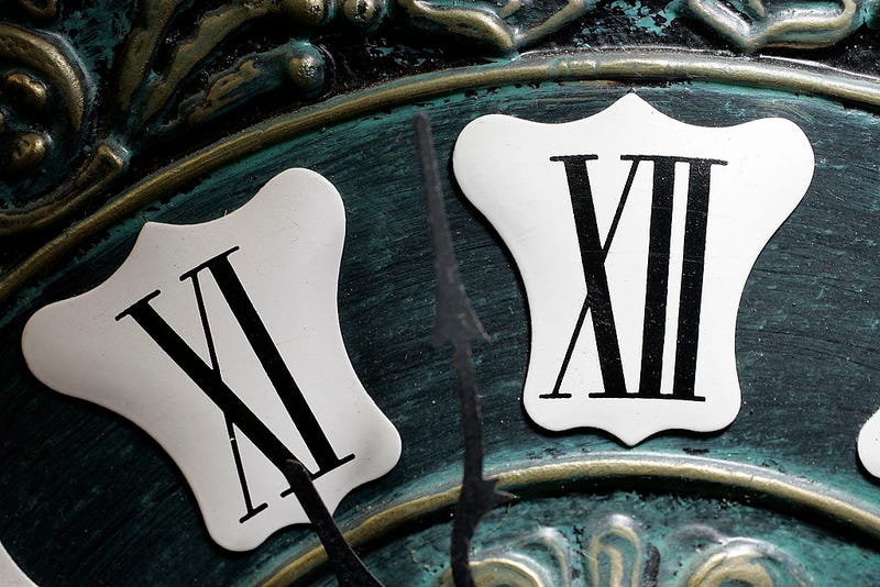 A close up shot of an old clock. 