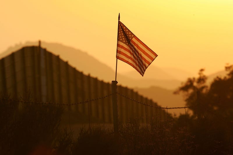 American flag at Southern border