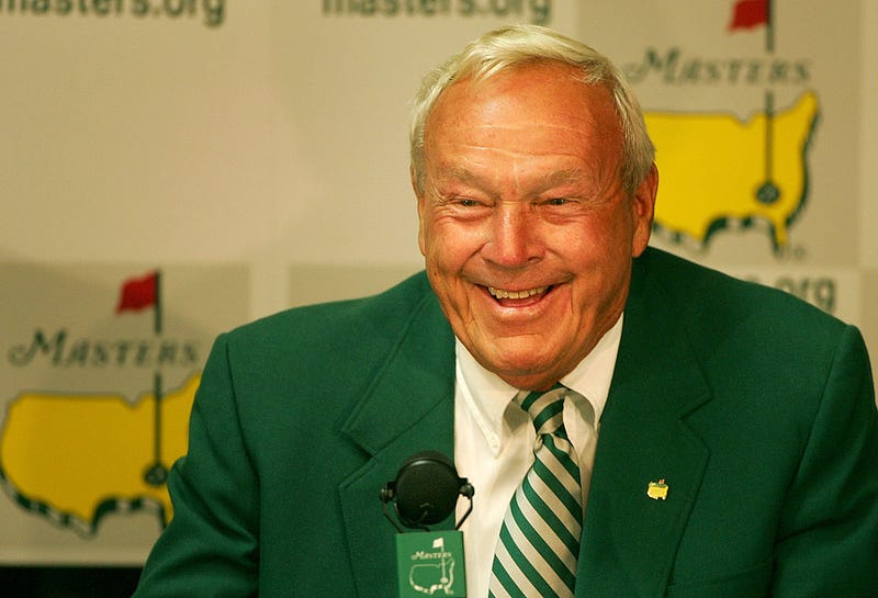Arnold Palmer speaks to the media during a press conference on the second practice day prior to the start of The Masters at the Augusta National Golf Club on April 3, 2007