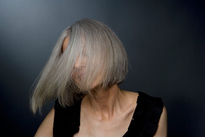 Gray haired woman