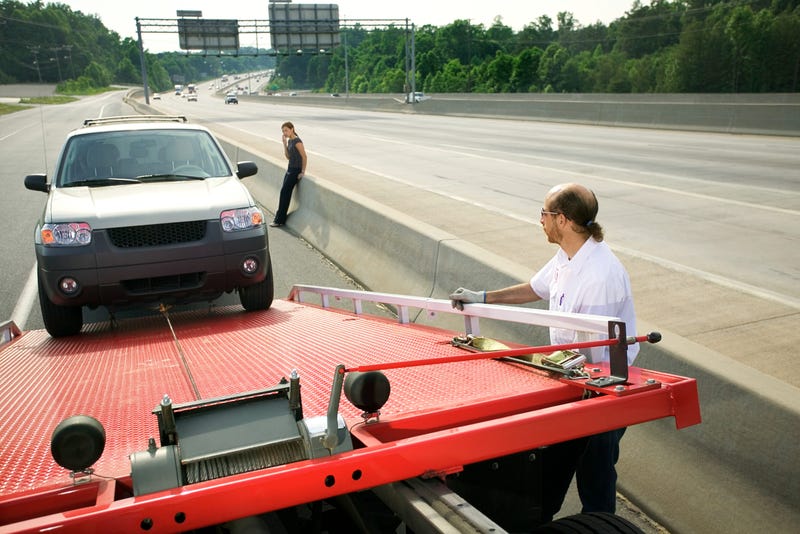 Car being towed