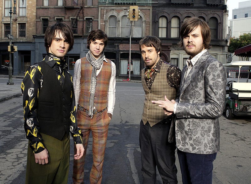 Panic at the Disco, (L to R) Brendon Urie, Ryan Ross, Jon Walker and Spencer Smith, film a music video for their new single "Nine in the Afternoon" on December 20, 2007 in Los Angeles, California