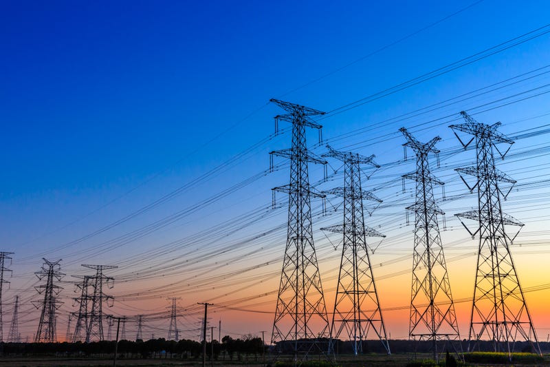 Power lines at sunset