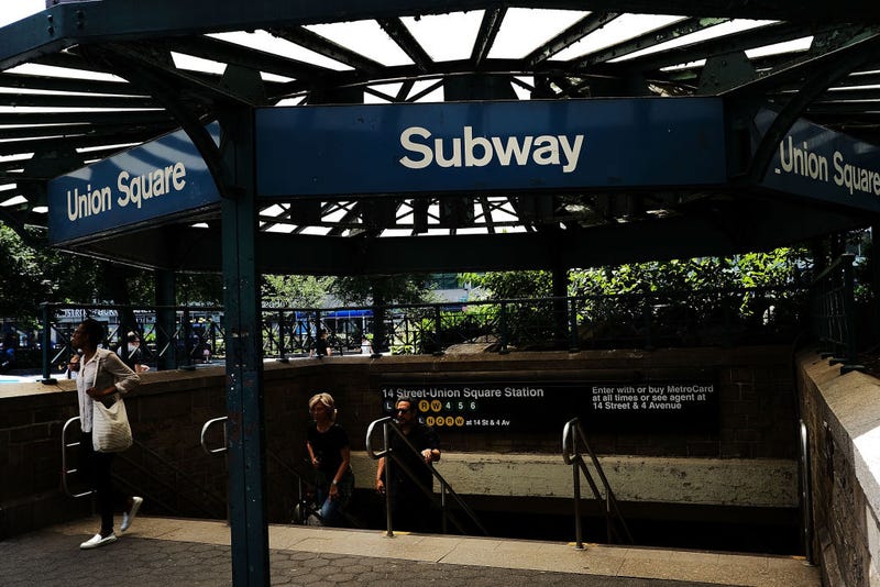 Passengers exit a Metropolitan Transportation Authority (MTA) subway station on June 29, 2017 in New York City.