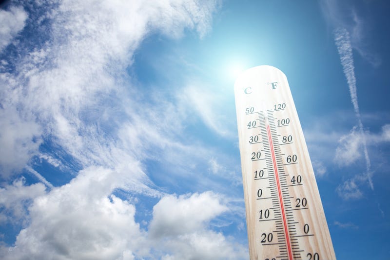 Thermometer on a hot summer day. 