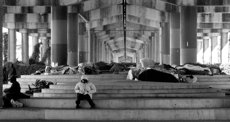 homeless under bridge