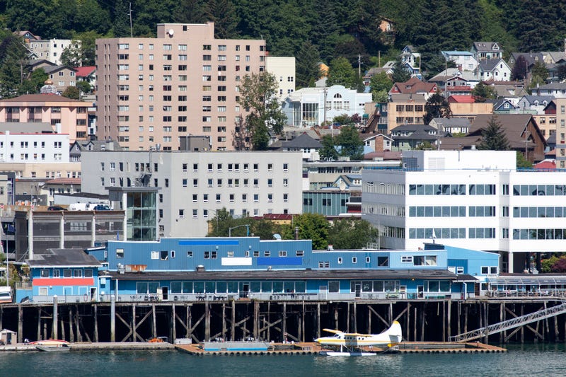 The downtown buildings of Juneau, the capital of Alaska.