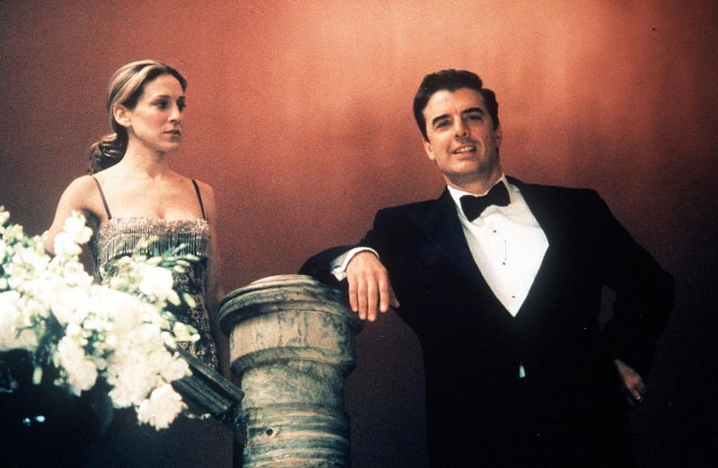 Actors Sarah Jessica Parker (Carrie) and Chris Noth (Mr. Big) act in a scene from the HBO television series "Sex and the City" third season, episode "Drama Queen".