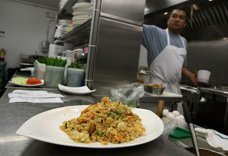Fried rice prepared in a San Francisco restaurant.