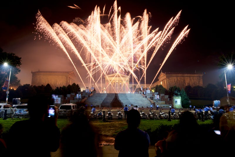 The Fourth of July Independence Day celebrations close with fireworks display over the Art Museum steps, in Philadelphia, PA, on July 4th, 2017. 